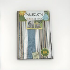 New Mercer Striped Indoor Outdoor 52x70 Inches Oblong Tablecloth Oval Waterproof